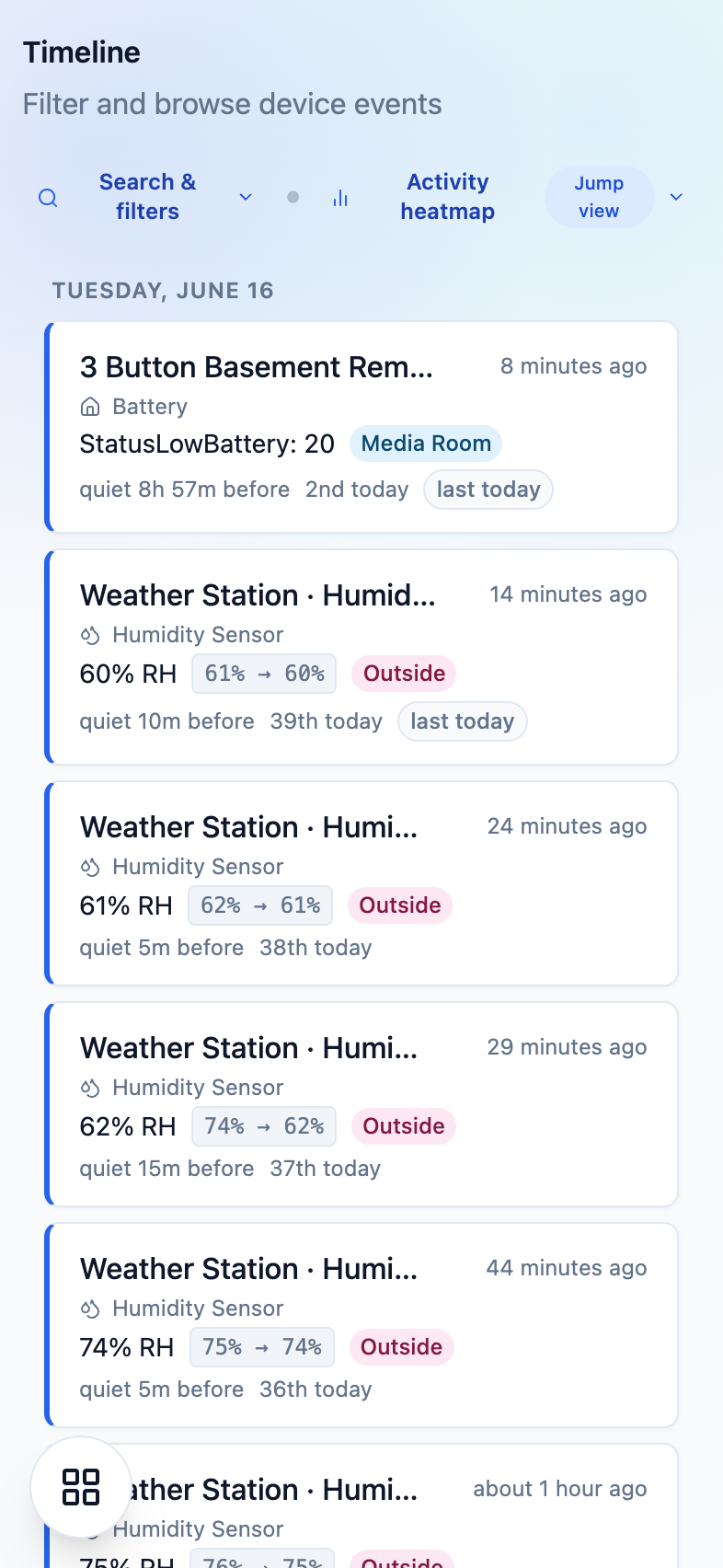 Mobile timeline view